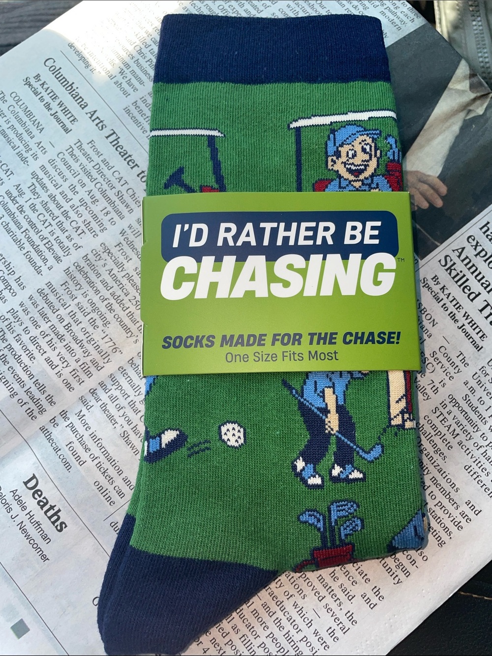 I'd Rather Be Chasing Green Novelty Golf Dress Socks